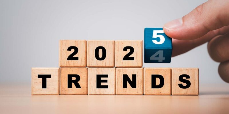 Blocks spelling out 2025 trends using AI in lead generation