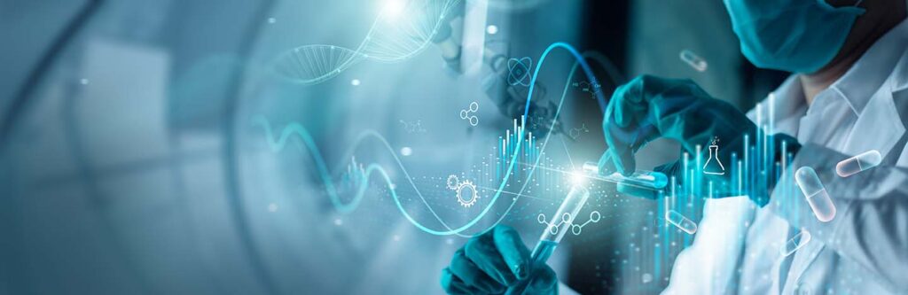 Biotech image of person in gloves