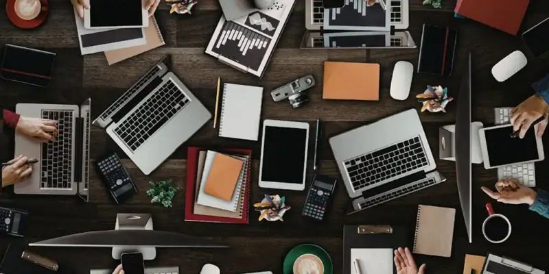 Multiple devices showing how many marketing touchpoints are needed today